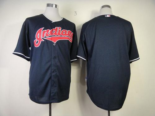 Indians Blank Navy Blue Cool Base Stitched MLB Jersey - Click Image to Close